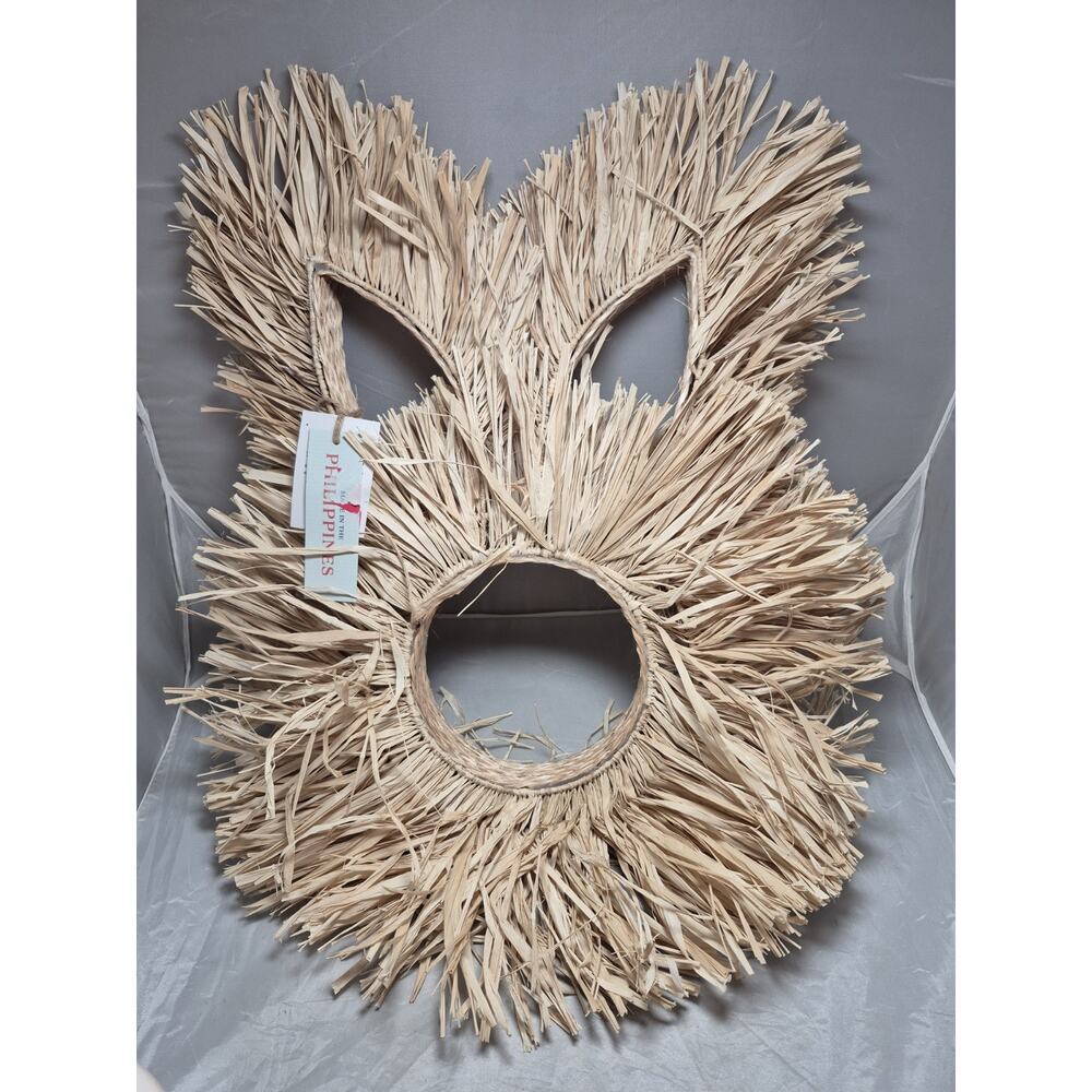 💥 Easter Bunny Wreath Straw Raffia Nwt